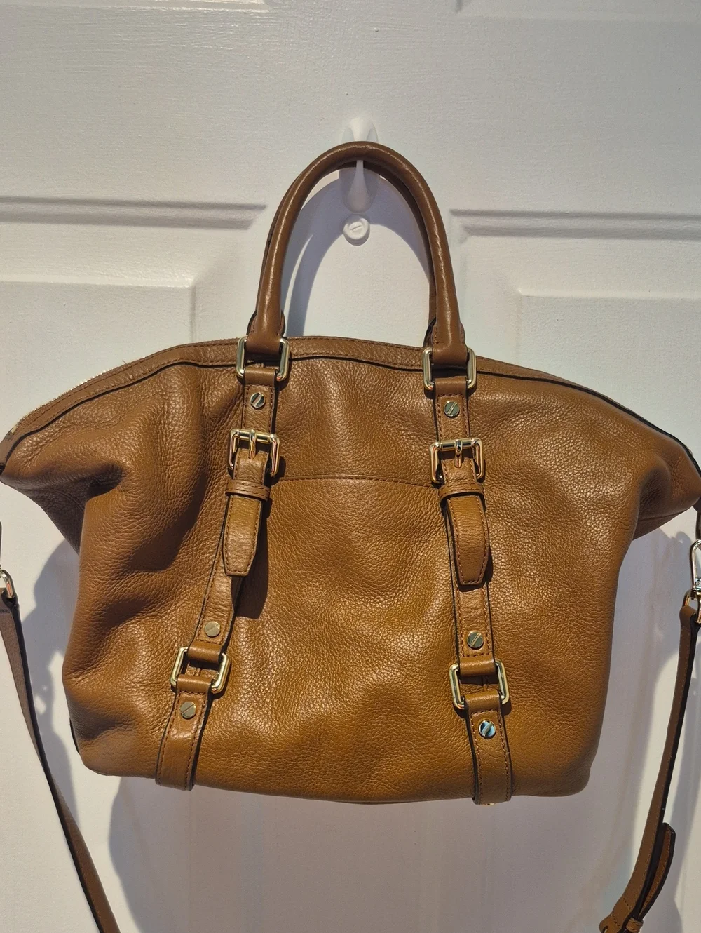 Michael Kors Bedford Legacy Camel Brown Pebbled Leather Shoulder Bag
